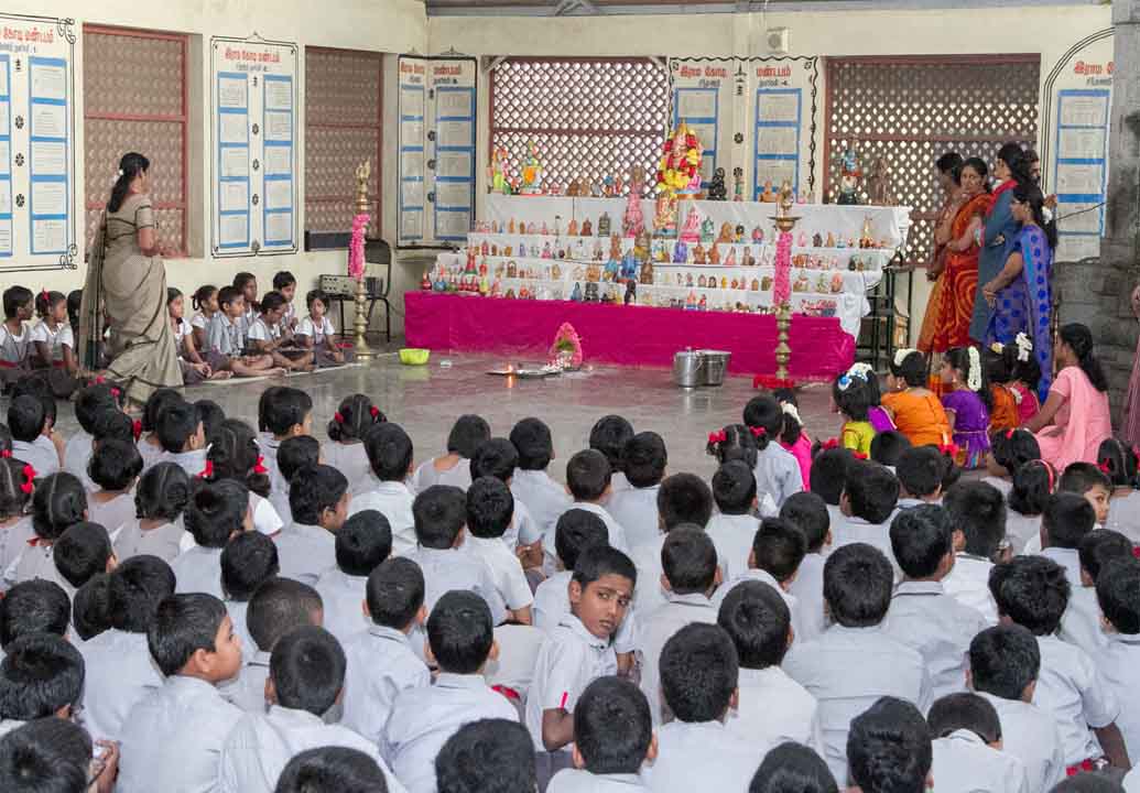 Students attending Navarathri Golu Celebrations